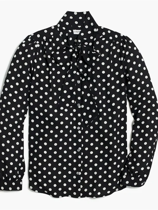 J.Crew Polka Dot Tie Neck Blouse Top size Medium - Picture 4 of 9